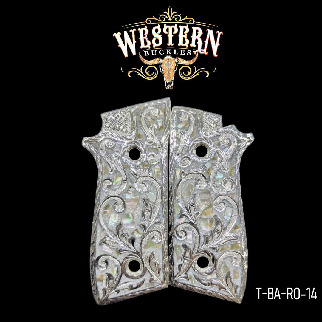 Taurus PT92 Grips Silver Engraving-The Western Buckles