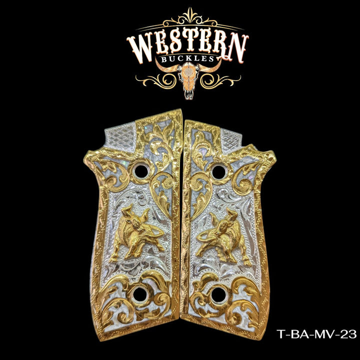 Taurus PT92 Logo Gold and Pearl Resin-The Western Buckles