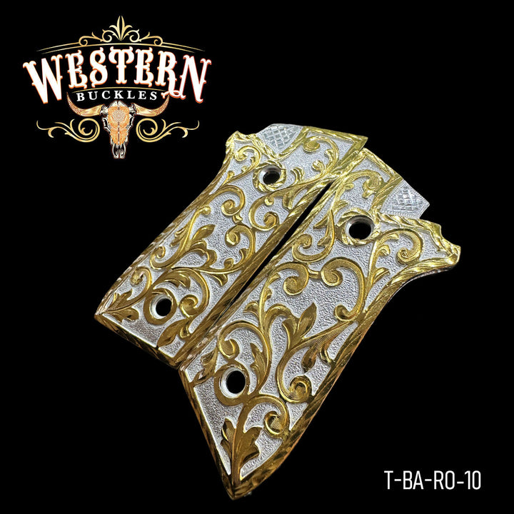 Taurus PT Grips Engraved Gold and Silver