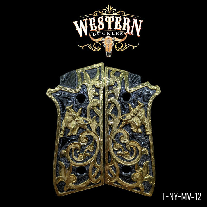 Taurus PT Logo Gold and Black-The Western Buckles