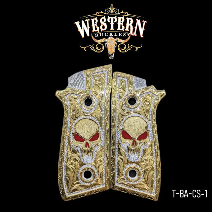 Taurus PT Skull Gold Engraving-The Western Buckles