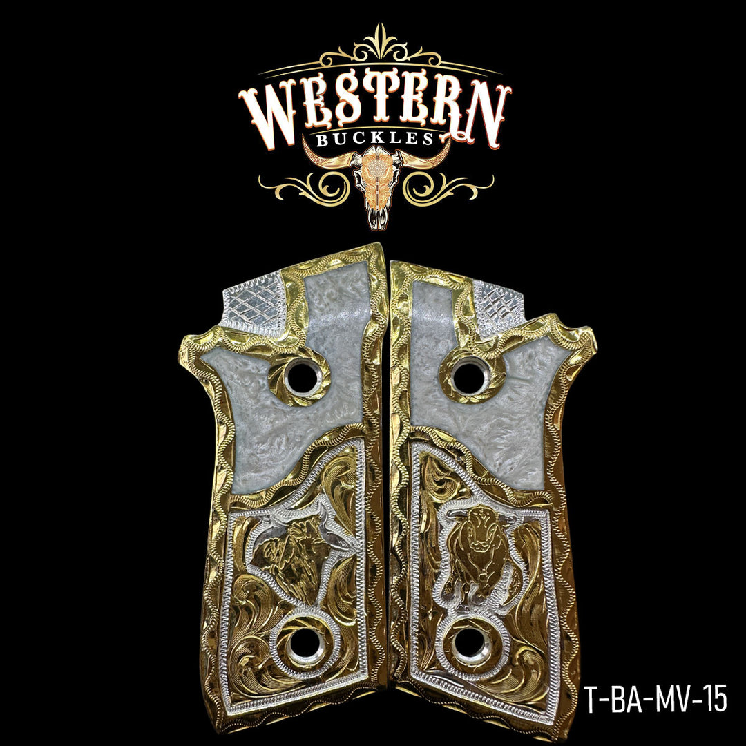 Taurus Pt 92 Logo Resina Y Oro-The Western Buckles