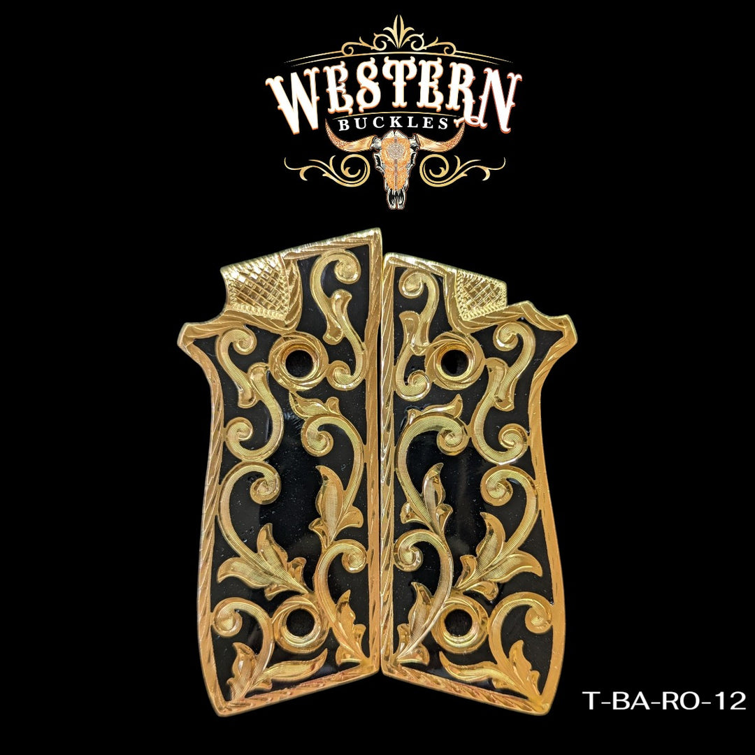Taurus Pt Engraved Gold and Resin-The Western Buckles