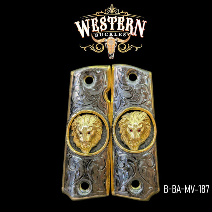 Tigre (Tiger) Custom Grips for Colt 1911 Full-Size — 24K Gold-Plated with Zirconia Stones