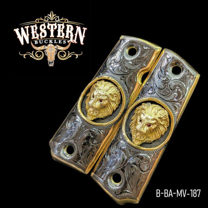 Tigre (Tiger) Custom Grips for Colt 1911 Full-Size — 24K Gold-Plated with Zirconia Stones