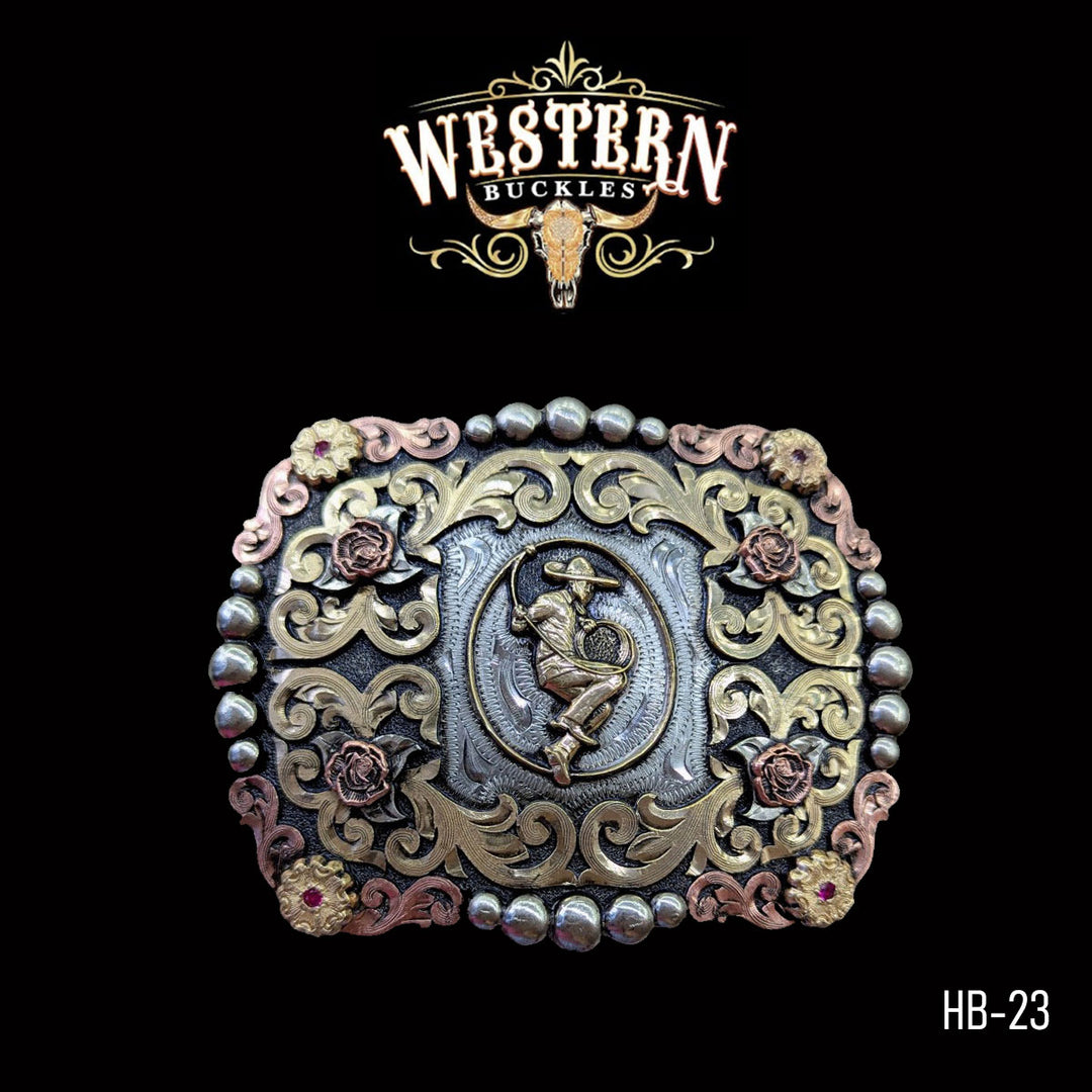 Trophy Belt Buckle -Silver and Rose Gold-The Western Buckles