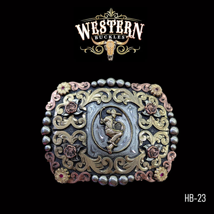 Trophy Belt Buckle -Silver and Rose Gold-The Western Buckles