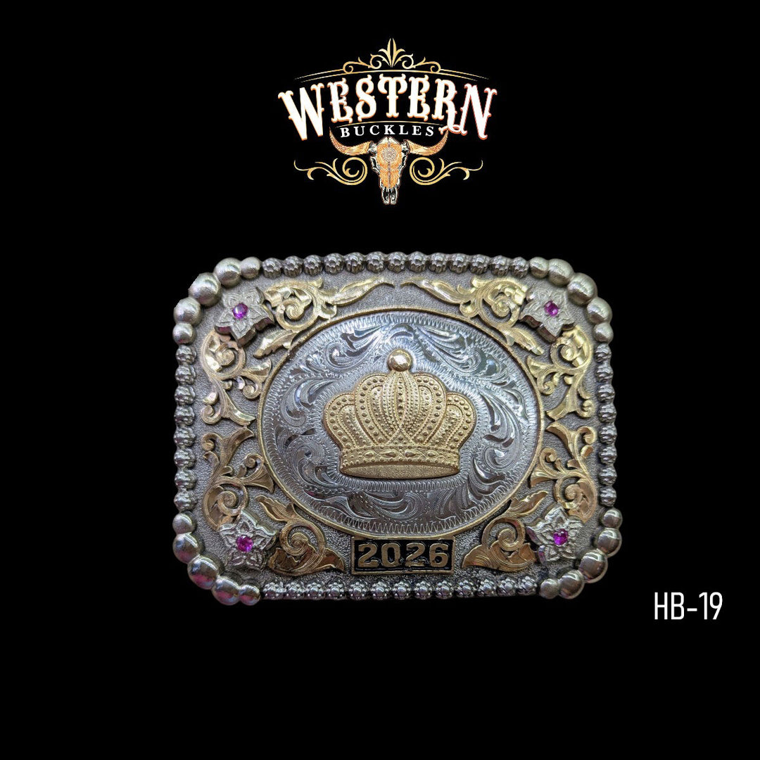 Trophy Belt Crown Buckle -Gold and Silver-The Western Buckles