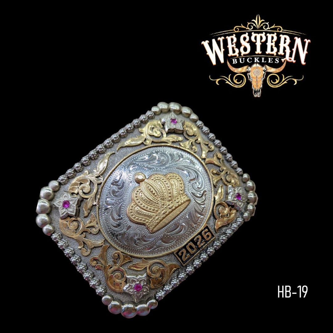 Trophy Belt Crown Buckle -Gold and Silver-The Western Buckles