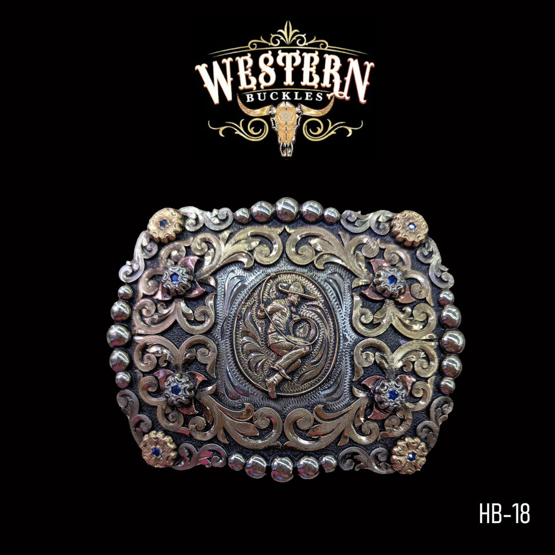 Trophy Belt Horseman Buckle -Gold and Silver -The Western Buckles