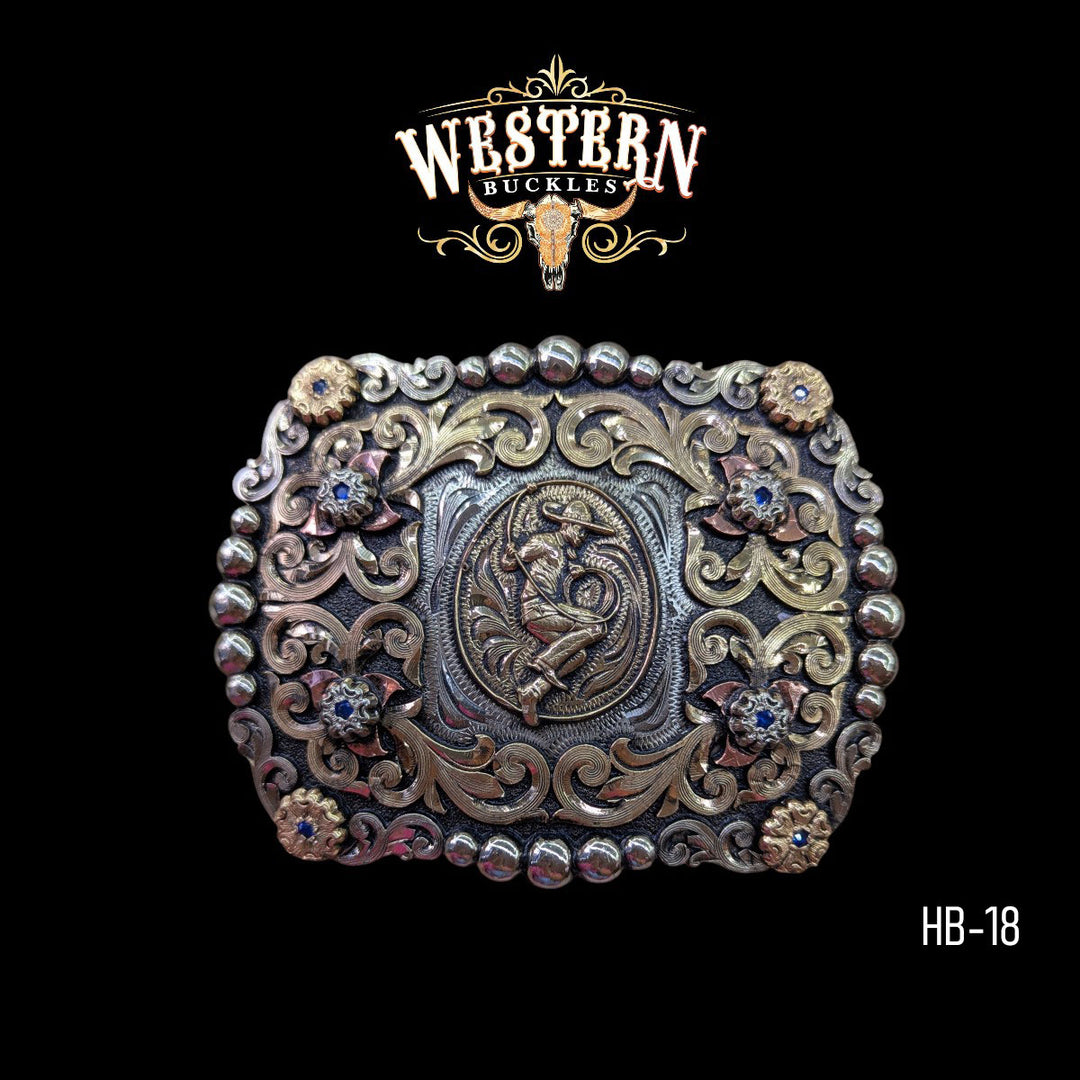 Trophy Belt Horseman Buckle -Gold and Silver -The Western Buckles