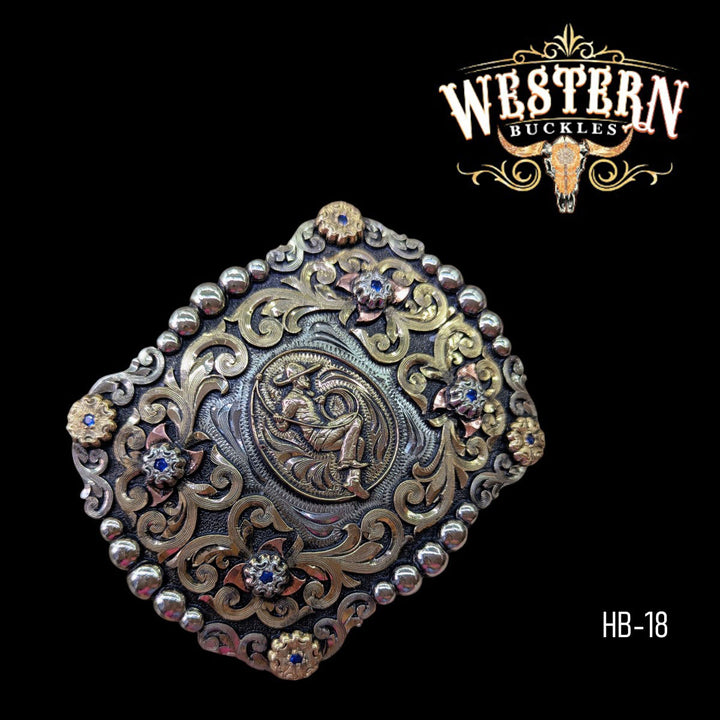 Trophy Belt Horseman Buckle -Gold and Silver -The Western Buckles