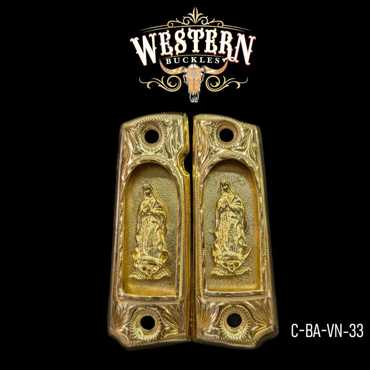 Virgen de Guadalupe Custom Grips for the 1911 Full-Size — 24K Gold-Plated