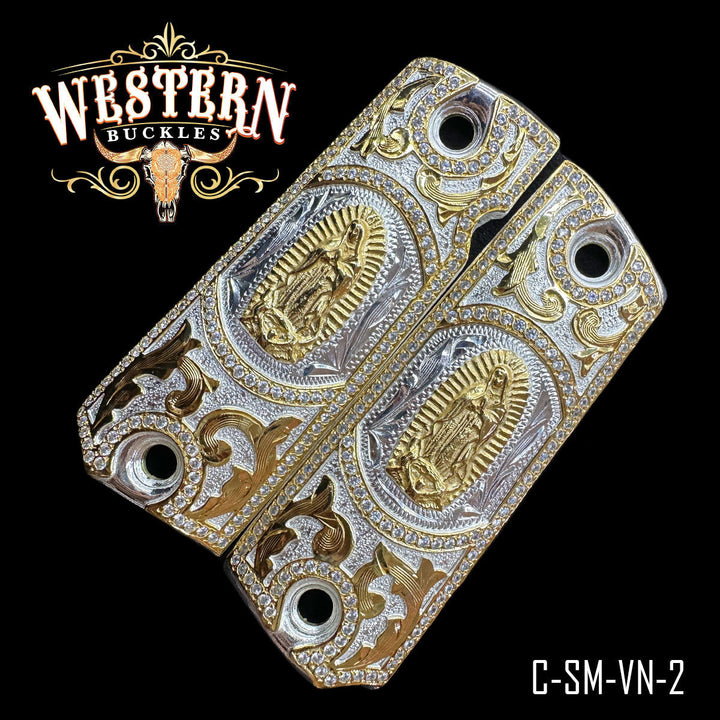Virgin 1911 Full Size Grips |Silver and Gold With Zircoins-The Western Buckles