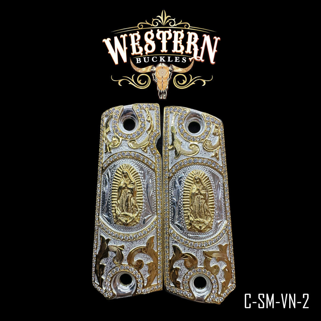 Virgin 1911 Full Size Grips |Silver and Gold With Zircoins-The Western Buckles