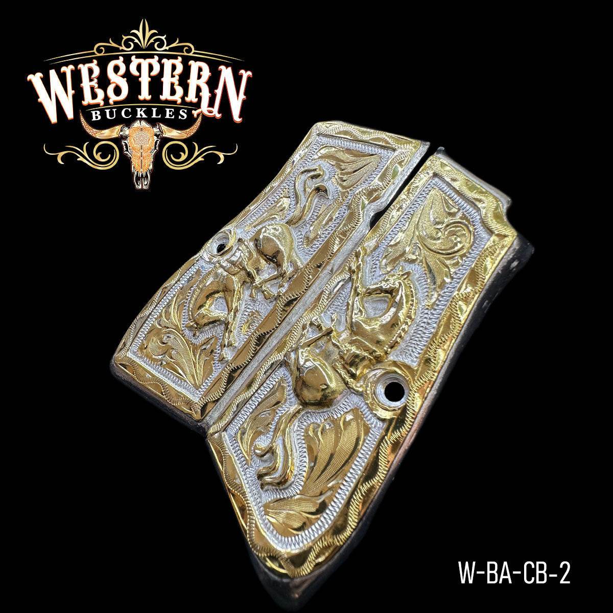 Cachas Browning High Power Caballos Oro y Plata - Western Buckles