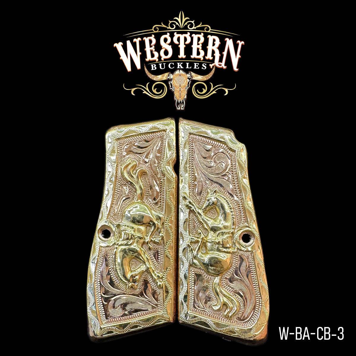 Cachas Browning High Power Caballos Oro Rosa - Western Buckles