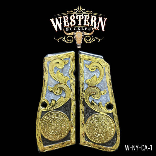 Cacha Browning Calendario Azteca con Resina - Western Buckles