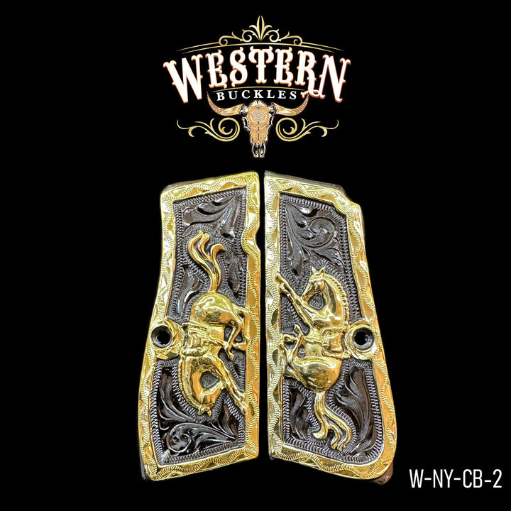 Browning HP Horse Gun Grips — 24K Gold Plated | Handcrafted by Western Buckles | SKU W-NY-CB-2