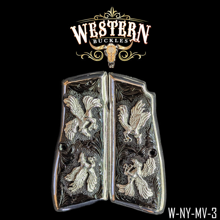 Browning HP Rooster Gun Grips | Handcrafted by Western Buckles | SKU W-NY-MV-3