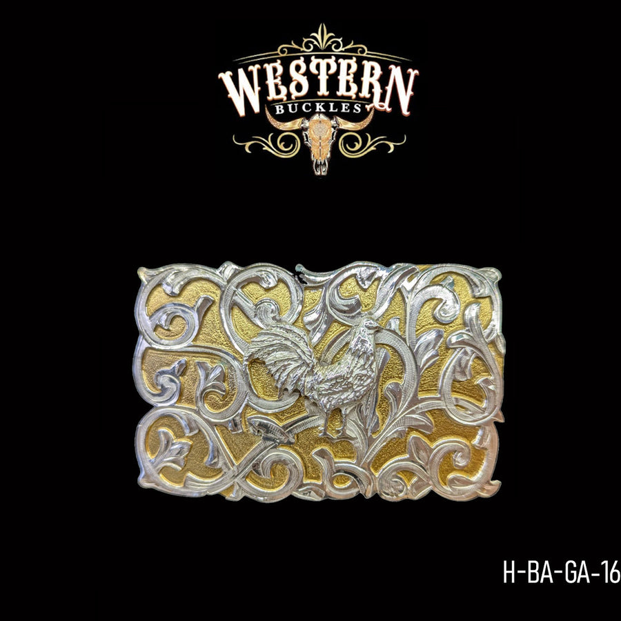 Western Belt Oval Horse In 24K Gold & Silver Plated Buckles