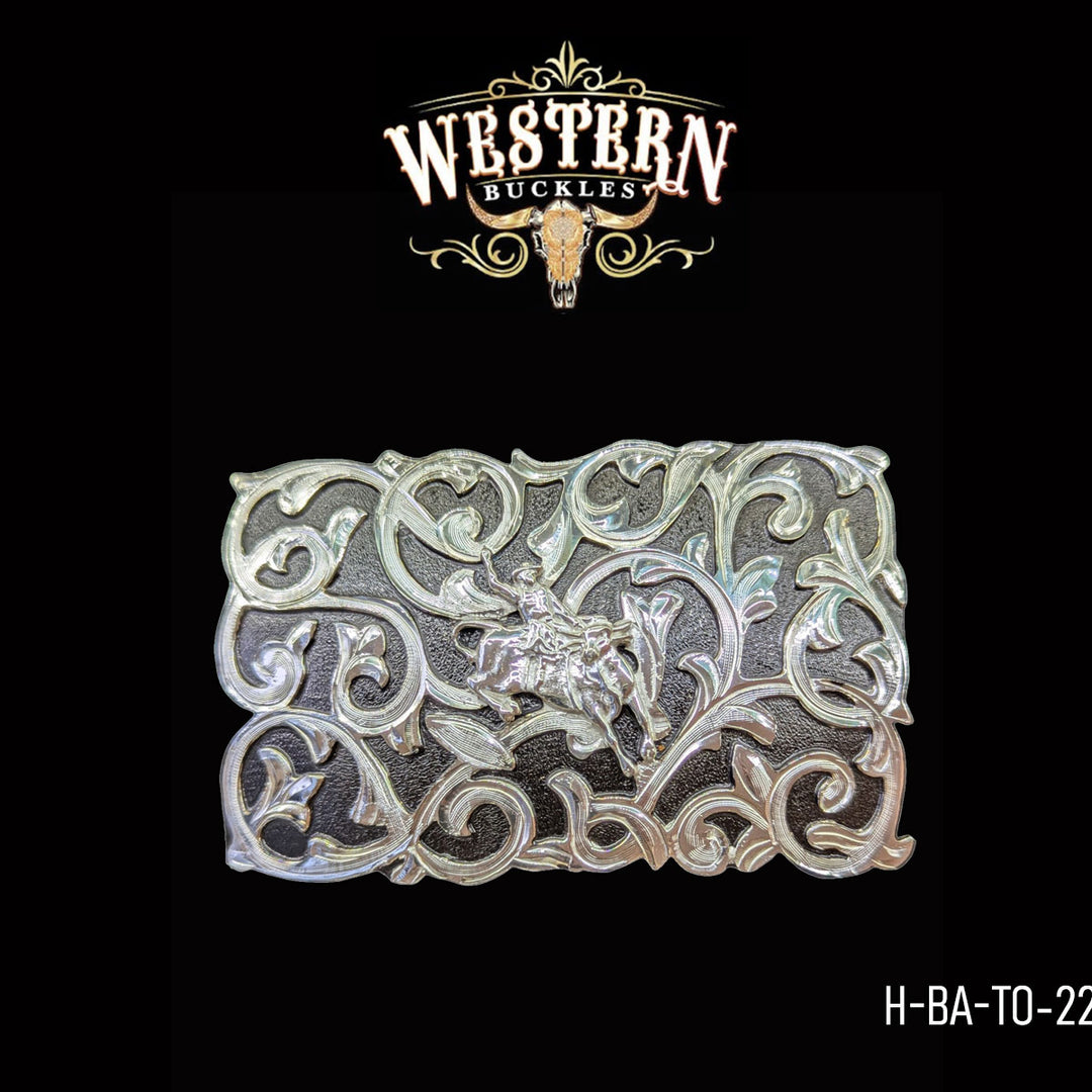 Western Belt Silver and Black Buckle-The Western Buckles