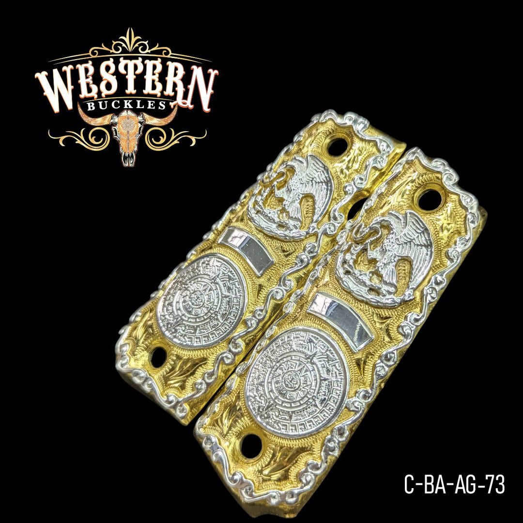 Águila &amp; Centenario Custom Grips for 1911 Full-Size — 24K Gold-Plated &amp; Silver-Plated
