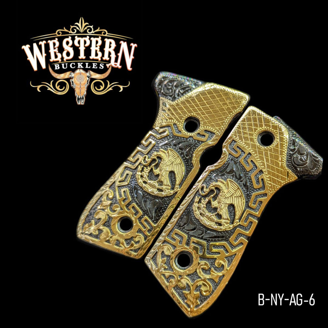 Águila (Mexican Eagle) Custom Grips for Beretta 92FS — 24K Gold-Plated