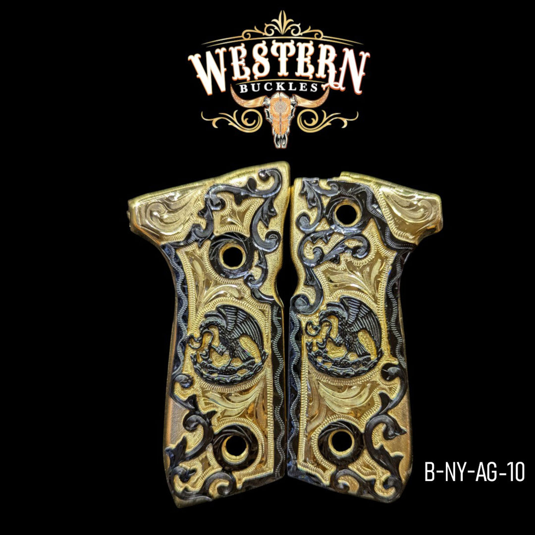 Águila (Mexican Eagle) Custom Grips for Beretta 92FS — 24K Gold-Plated