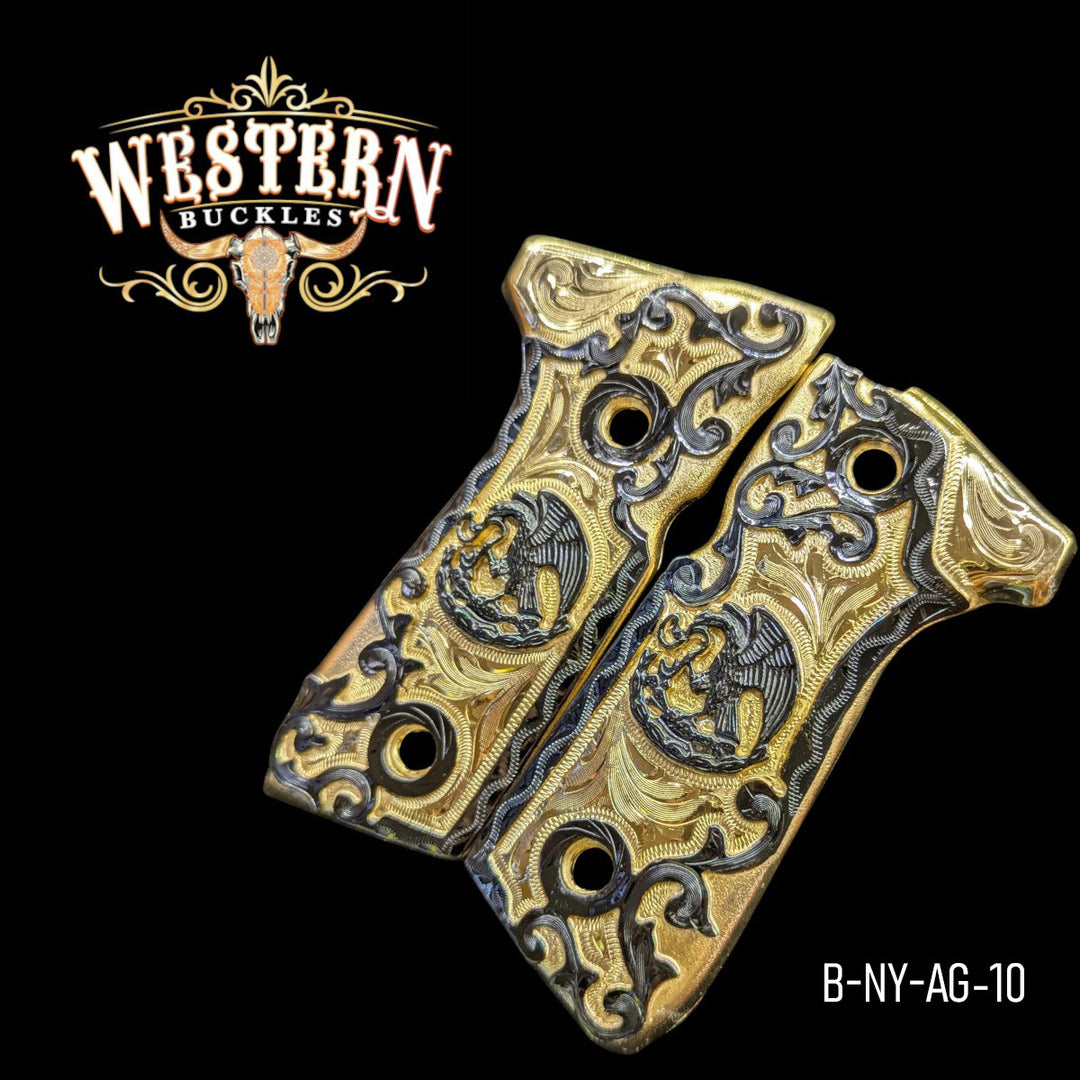 Águila (Mexican Eagle) Custom Grips for Beretta 92FS — 24K Gold-Plated