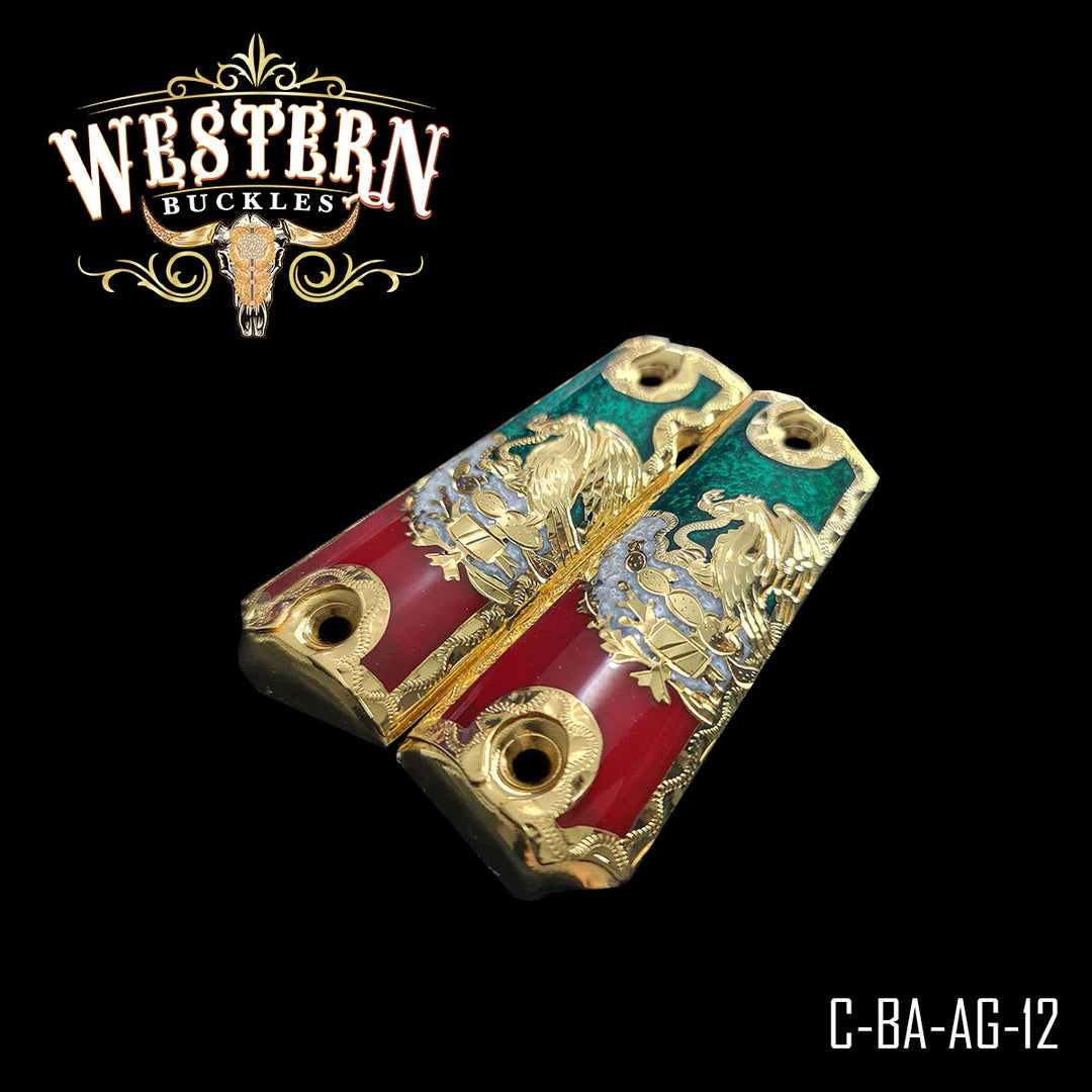 Águila (Mexican Eagle) Custom Grips for Colt 1911 Full-Size — 24K Gold-Plate