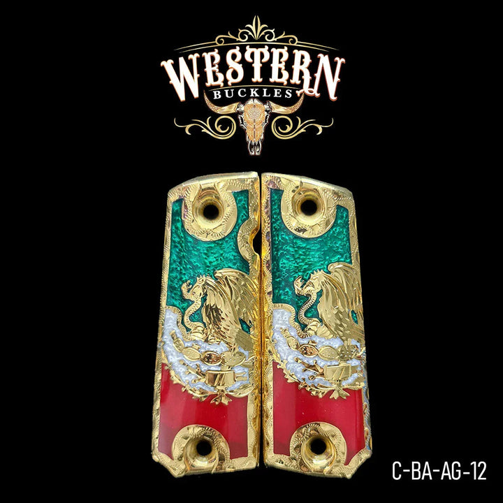 Águila (Mexican Eagle) Custom Grips for Colt 1911 Full-Size — 24K Gold-Plate