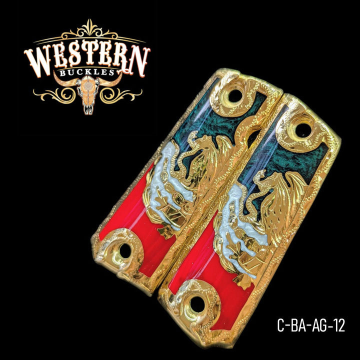 Águila (Mexican Eagle) Custom Grips for Colt 1911 Full-Size — 24K Gold-Plated-The Western Buckles