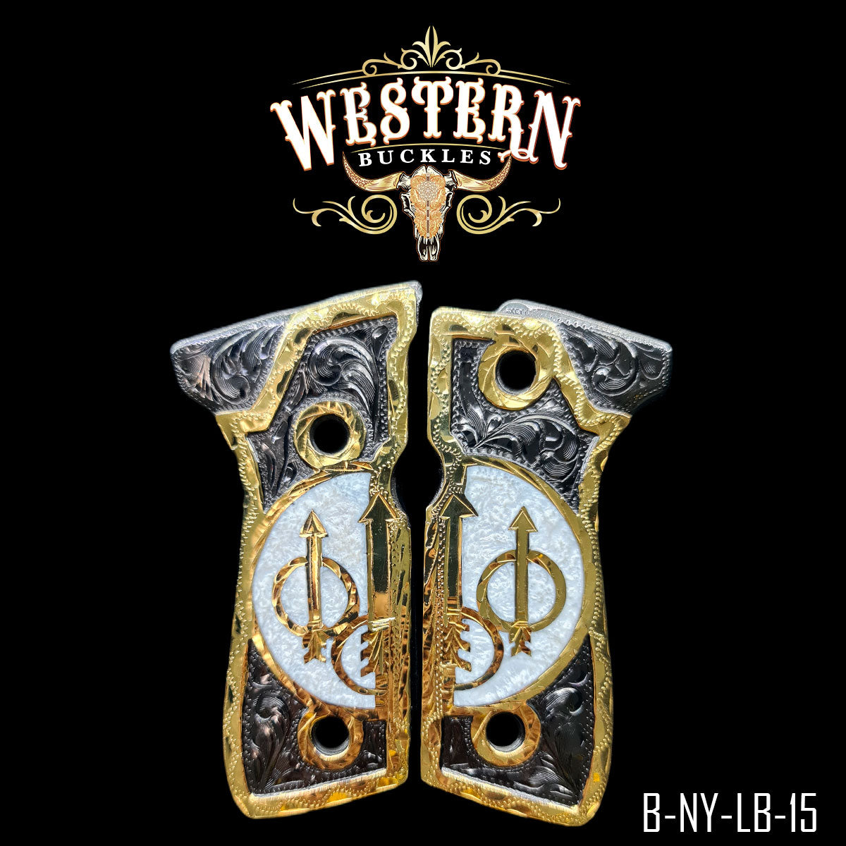 Cacha Beretta 92fs Niquel Y Oro con Resina