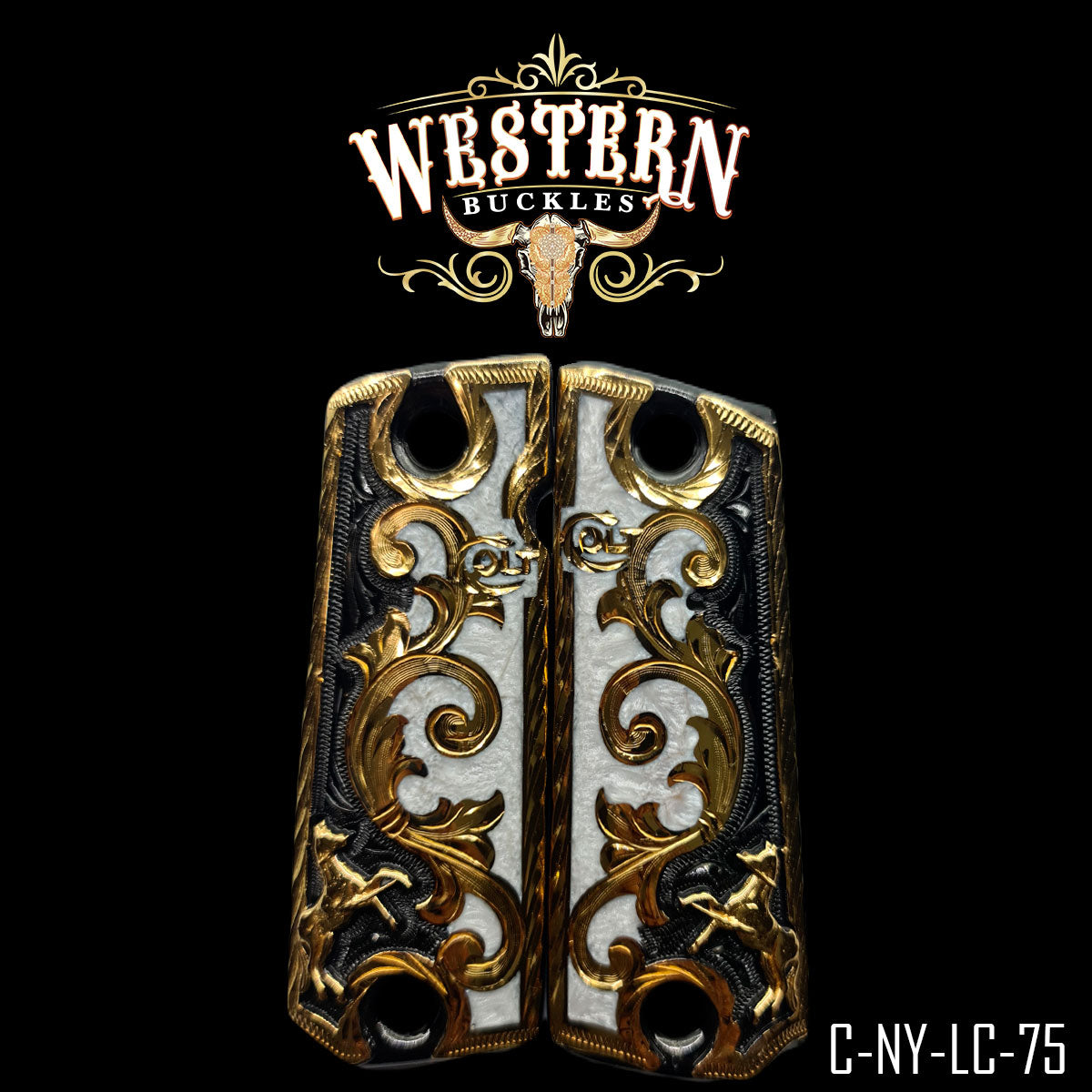 Cacha Colt 1911 Caballo Resina y Niquel 