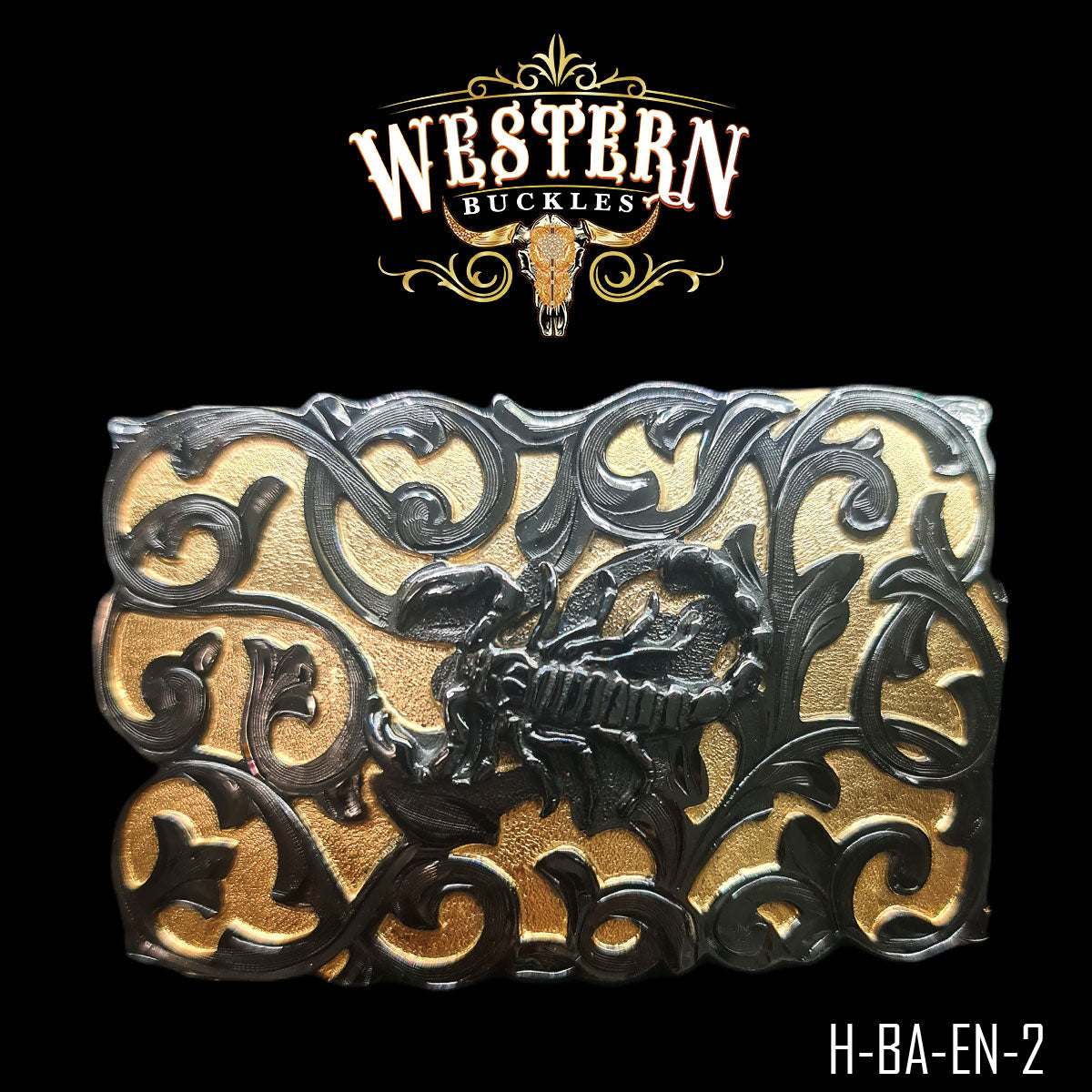Square Eagle Cowboy Buckle With Resin