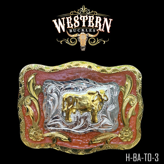 Square Bull Buckle With Resin