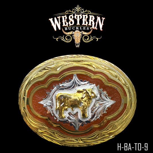 Oval Bull Buckle With Resin